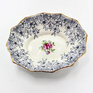 Vintage Royal Albert Trinket Dish Periwinkle Pattern Bone China Blue Pink Floral